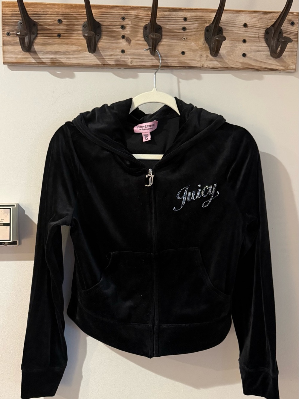 Juicy Couture Women’s' Black Velour Zip Hoodie Jacket